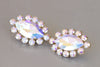 AB CRYSTAL Clip On Earrings, Bridal Clip On Earrings, Rainbow Crystal Stud Earrings, Large Vintage Clip On Earrings, Non Pierced Earrings
