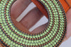 ORANGE LEATHER BELT, Boho Leather belt, Wide leather belt, Chunky Buckle Belt, Cognac Brown Belt, Green Peridot Circle Buckle, Women's Belt