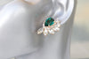 EMERALD GREEN EARRINGS, Bridal Dark Green Studs, Cluster Crystals Earrings, Jewelry of Brides, Wedding Bridesmaid Gift, Evening Earrings