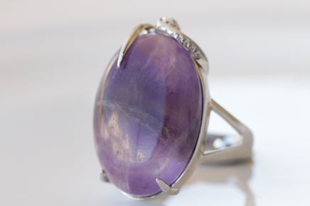 Amethyst Ring, Purple Amethyst Ring, 925 Sterling Silver Ring, Oval Amethyst Statement Ring, Birthstone Ring For Woman, Purple Stone Ring