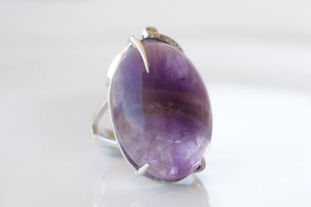 Amethyst Ring, Purple Amethyst Ring, 925 Sterling Silver Ring, Oval Amethyst Statement Ring, Birthstone Ring For Woman, Purple Stone Ring