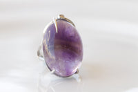 Amethyst Ring, Purple Amethyst Ring, 925 Sterling Silver Ring, Oval Amethyst Statement Ring, Birthstone Ring For Woman, Purple Stone Ring