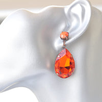 ORANGE EARRINGS, Chandelier Prom Earrings. Mother Of Brides Summer Wedding Earrings, Statement Large Earrings, Evening Hot Orange Jewelry