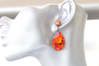 ORANGE EARRINGS, Chandelier Prom Earrings. Mother Of Brides Summer Wedding Earrings, Statement Large Earrings, Evening Hot Orange Jewelry