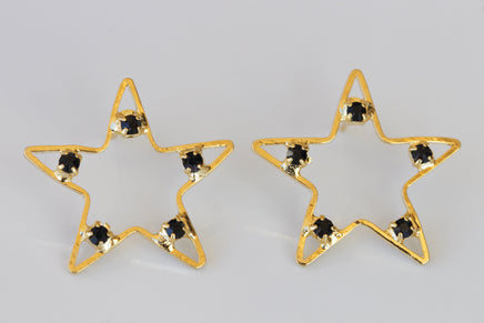 GOLD STAR EARRINGS, Rhinestone Crystal earrings, Minimalist Wedding jewelry, Dainty Star Stud Earrings,Black Earring, Turquoise Star Earring