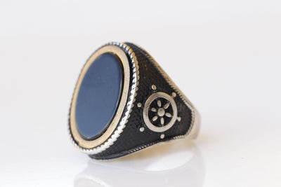 BOHO ONYX RING, Men Signet Ring, Sterling Silver, Oval Ring, Black Stone Ring. Rings For Men, Big Stone Ring, Ethnic Ring, Gift For Husband