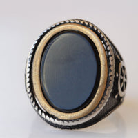 BOHO ONYX RING, Men Signet Ring, Sterling Silver, Oval Ring, Black Stone Ring. Rings For Men, Big Stone Ring, Ethnic Ring, Gift For Husband