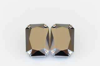 Hematite Earrings, Gray Stud Earrings, Vintage Looks Woman Daily Earring, Clip On Woman Classic Rectangle Earrings, Bride , Gift For Her