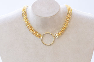 O RING NECKLACE, Circle Pendant Everyday Necklace, Classic Casual Necklace For Work Time or For Evening, Gift For Her , Chunky Gold Necklace