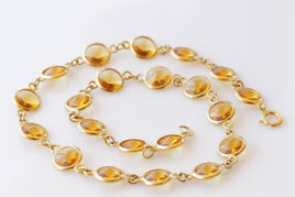 YELLOW GOLD NECKLACE, Crystals Necklace, Long Mustard Color Necklace, Casual Woman Necklace, Gift For Her, Christmas Jewelry