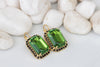 GREEN BLACK EARRINGS, Emerald Bridal Earrings, Olive Green Earrings, Classic Custom Earrings,Wedding Clip on Earrings, Drop or Post Earrings
