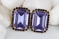 PURPLE BLACK EARRINGS, Tanzanite Bridal Earrings, Square Earrings, Custom Earrings,Evening Light Amethyst Stud Earrings,Drop or Post Earring