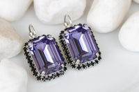 PURPLE BLACK EARRINGS, Tanzanite Bridal Earrings, Square Earrings, Custom Earrings,Evening Light Amethyst Stud Earrings,Drop or Post Earring