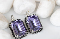 PURPLE BLACK EARRINGS, Tanzanite Bridal Earrings, Square Earrings, Custom Earrings,Evening Light Amethyst Stud Earrings,Drop or Post Earring