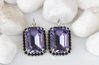 PURPLE BLACK EARRINGS, Tanzanite Bridal Earrings, Square Earrings, Custom Earrings,Evening Light Amethyst Stud Earrings,Drop or Post Earring