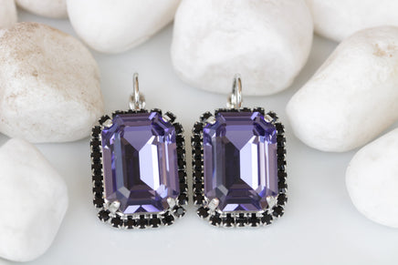 PURPLE BLACK EARRINGS, Tanzanite Bridal Earrings, Square Earrings, Custom Earrings,Evening Light Amethyst Stud Earrings,Drop or Post Earring