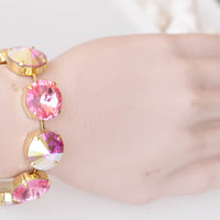 PINK BRACELET, Bridal Pink Tennis Bracelet, Ab Pink Bracelet, Bridesmaid Gift, Light Pink Bracelet, Pink Gold Statement Bracelet Gift