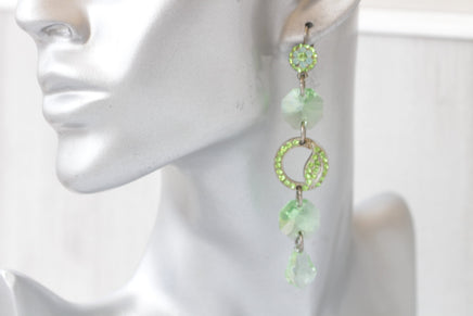 PERIDOT EARRINGS, Light Green Earrings, Chandelier Earrings, Very Long Earring, Oversized Teardrop Earrings, Silver And Green,Christmas Gift