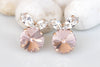 MORGANITE BRIDESMAID Earrings, Morganite Crystal Earrings, Blush Pink Stud Minimalist Earrings, Light Pink Earrings, Bridal Shower Gift