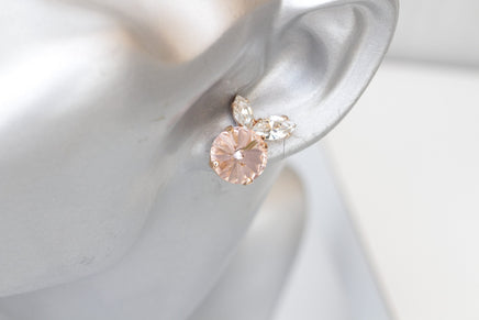 MORGANITE BRIDESMAID Earrings, Morganite Crystal Earrings, Blush Pink Stud Minimalist Earrings, Light Pink Earrings, Bridal Shower Gift