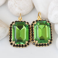 GREEN BLACK EARRINGS, Emerald Bridal Earrings, Olive Green Earrings, Classic Custom Earrings,Wedding Clip on Earrings, Drop or Post Earrings