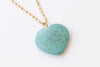 TURQUOISE HEART NECKLACE, Turquoise Boho Pendant, Anniversary gift , Gold Large Pendant, Necklace, Simple Turquoise Necklace, Mom Gift