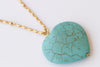 TURQUOISE HEART NECKLACE, Turquoise Boho Pendant, Anniversary gift , Gold Large Pendant, Necklace, Simple Turquoise Necklace, Mom Gift