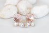 MORGANITE BRIDESMAID Earrings, Morganite Crystal Earrings, Blush Pink Stud Minimalist Earrings, Light Pink Earrings, Bridal Shower Gift