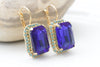 Royal Blue Earrings, Estate Turquoise jewelry, Large Turquoise earrings, Women Blue earrings, Vintage style earrings, Dark Sapphire Earrings