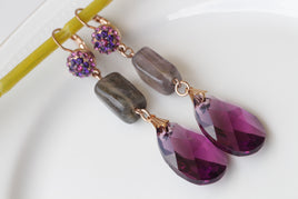 PURPLE EARRINGS, Purple Agate Earrings, Chandelier Earrings, Pink Fuchsia Purple Long Earring, Oversized Teardrop Earrings, Amethyst Earring