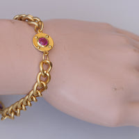 Gold Chain Bracelet, Gold Pink Fuchsia And Purple Bracelet, Valentine's Day Gift for Wife Girlfriend, Love Gift, Link Bracelet, For Her She