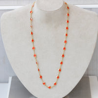 ORANGE GOLD NECKLACE, Crystals Necklace, Long Hot Orange Necklace, Casual Woman Necklace, Gift For Her, Christmas Jewelry, Unique Necklace