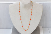 ORANGE GOLD NECKLACE, Crystals Necklace, Long Hot Orange Necklace, Casual Woman Necklace, Gift For Her, Christmas Jewelry, Unique Necklace