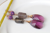 PURPLE EARRINGS, Purple Agate Earrings, Chandelier Earrings, Pink Fuchsia Purple Long Earring, Oversized Teardrop Earrings, Amethyst Earring