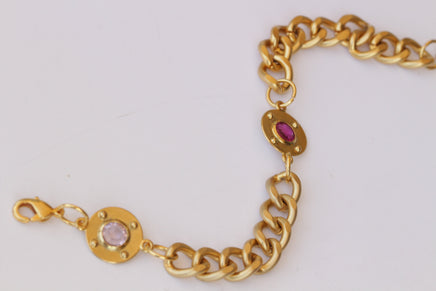 Gold Chain Bracelet, Gold Pink Fuchsia And Purple Bracelet, Valentine's Day Gift for Wife Girlfriend, Love Gift, Link Bracelet, For Her She