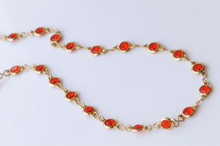 ORANGE GOLD NECKLACE, Crystals Necklace, Long Hot Orange Necklace, Casual Woman Necklace, Gift For Her, Christmas Jewelry, Unique Necklace