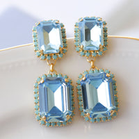 AQUAMARINE TURQUOISE EARRINGS, Blue Formal Wedding Earrings, Long Earrings, Light Blue Earrings, Art Deco Earrings, Bride Chandeliers Gift