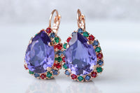 PURPLE EARRINGS, Red Green Blue Earrings, Colorful Earrings, Christmas Earrings, Tanzanite Earrings, Bridal Teardrop Earrings, Gift For Her