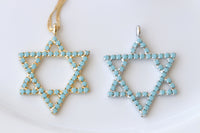 TURQUOISE STAR OF David Necklace, Jewish Star Jewelry, Gold Blue Crystal Necklace, Bat Mitzvah Gift, Shield Of David, Jewelry From Israel