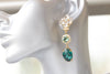 EMERALD EARRINGS, Bridal Green Emerald Chandeliers, Bridal Gold Dark Green Long Impressive Earrings, Statement Bride Emerald Wedding Earring