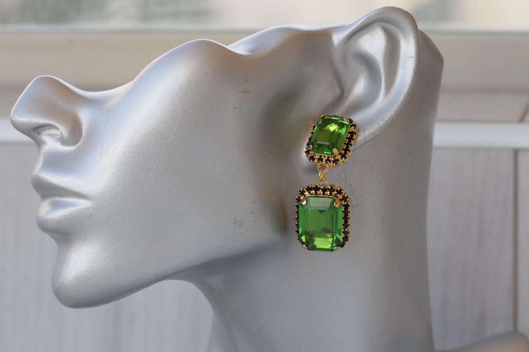 GREEN BLACK EARRINGS| Rebekajewelry GREEN BLACK EARRINGS| Rebekajewelry
