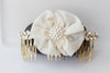 PEARLS HAIR COMB, Decorative Hair Comb, Bridal Hair Accessories, Wedding Opal And Crystals, Fabric Flower Hair Comb, Ivory Pearl Hair Comb