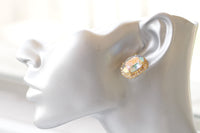 AB CRYSTAL EARRINGS, Oval Shaped Earrings, Aurora Borealis Earrings, Holographic Earrings Bridal Stud Earrings, Elegant bridal Shower Gift