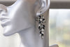 BLACK GRAY EARRINGS, Bridal Long Earrings, Statement Jewelry For Bride, Evening Black Dress Unique Earrings, Grape Cluster Earrings Gift