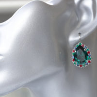 EMERALD GREEN EARRINGS, Red Green Blue Earrings, Colorful Earrings, Wedding Unique Dangle Earrings, Bridal Earrings, Gift For Christmas