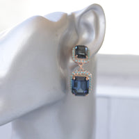 NAVY TURQUOISE EARRINGS, Dark Blue Formal Wedding Earrings, Jewelry For Blue Evening Dress, Blue Topaz Earrings, Art Deco Earrings For Bride