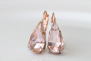BLUSH MORGANITE EARRINGS, Teardrop Wedding Earring, Bridal Simple Earrings, Light Pink Drop Earrings, Minimalist Earrings,Bridal Shower Gift