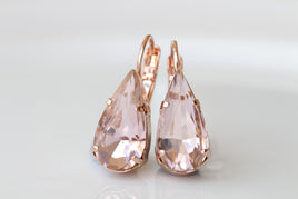 BLUSH MORGANITE EARRINGS, Teardrop Wedding Earring, Bridal Simple Earrings, Light Pink Drop Earrings, Minimalist Earrings,Bridal Shower Gift