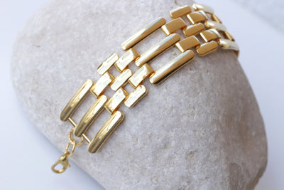 GOLD CLASSIC BRACELET, Chunky Gold bracelet, Wide Gold Bracelet, Statement Jewelry, Evening Gold Bracelet, Cocktail Statement Woman Bracelet