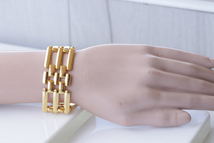 GOLD CLASSIC BRACELET, Chunky Gold bracelet, Wide Gold Bracelet, Statement Jewelry, Evening Gold Bracelet, Cocktail Statement Woman Bracelet